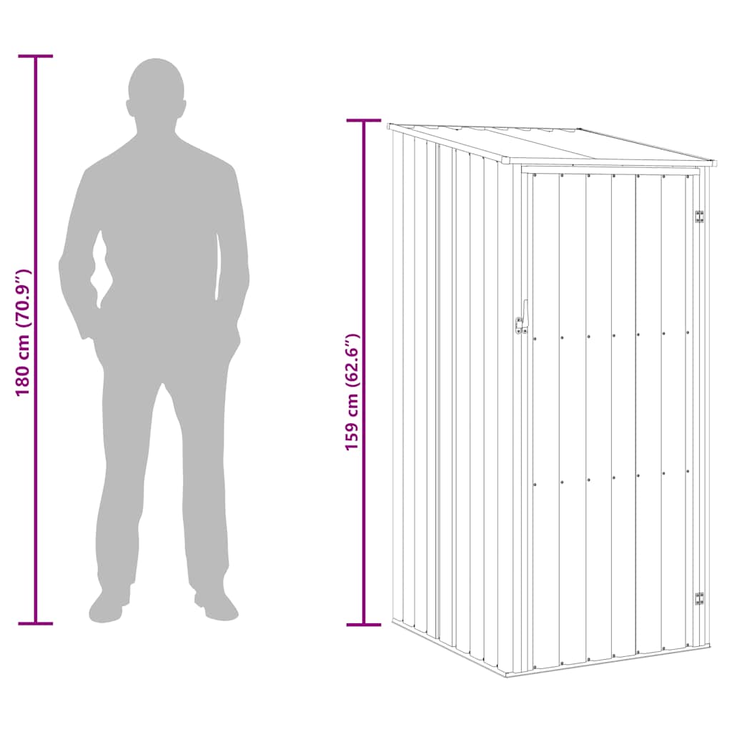 Abrigo de jardim 87x98x159 cm aço galvanizado castanho