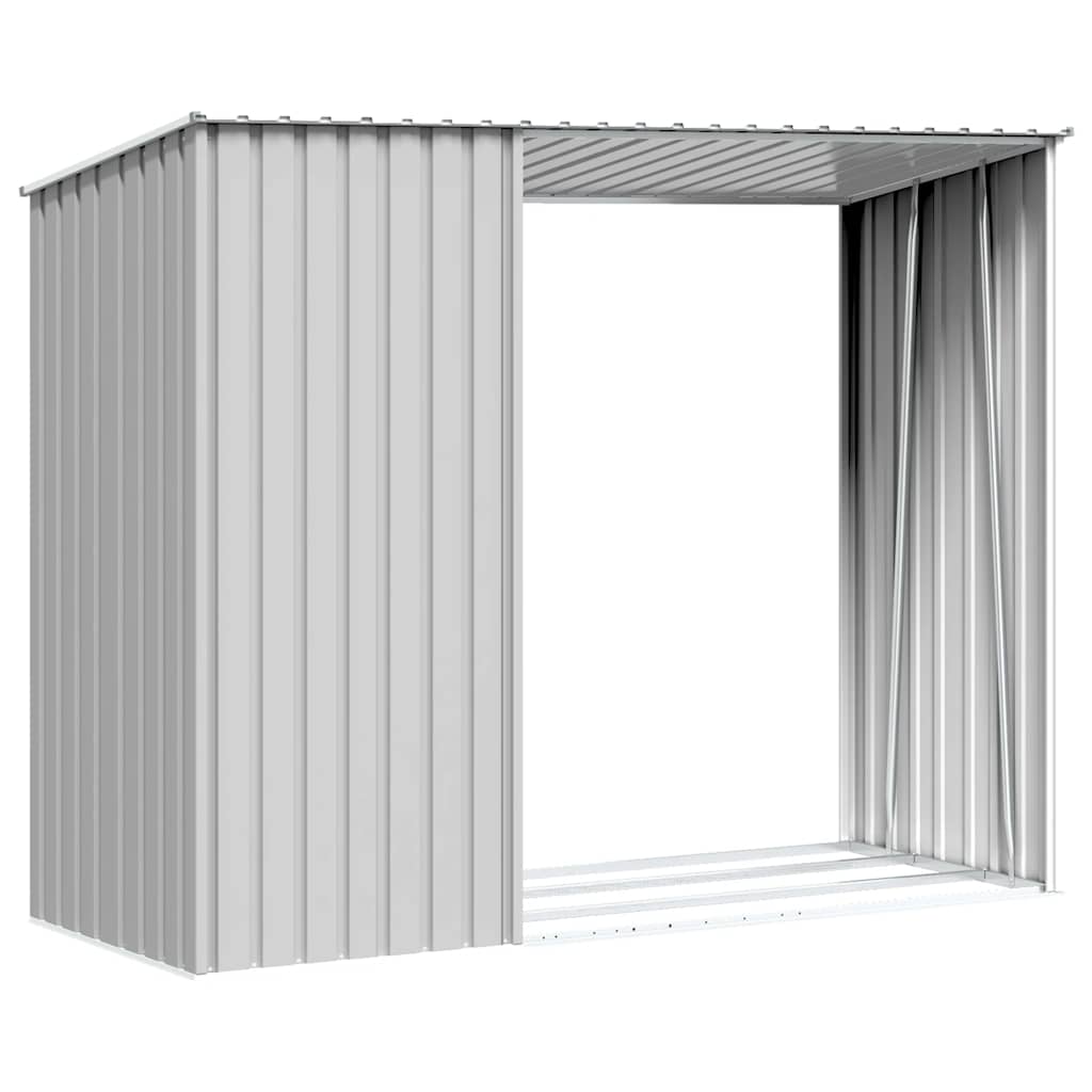 Abrigo de lenha jardim 245x98x159 cm aço galvanizado cinzento