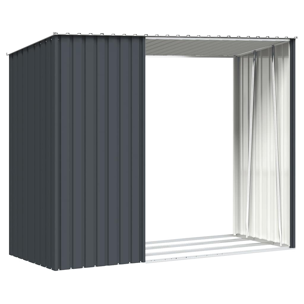 Abrigo de lenha jardim 245x98x159cm aço galvanizado antracite