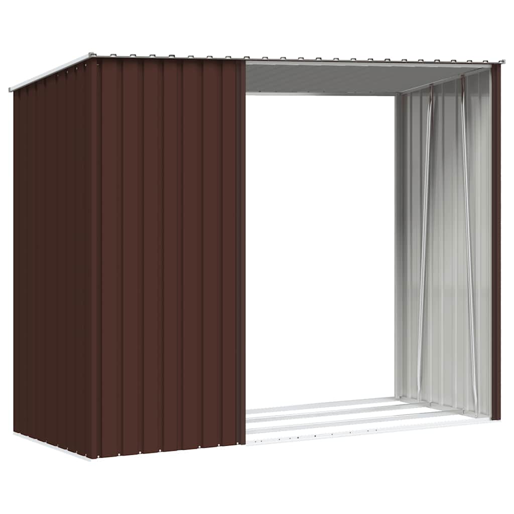 Abrigo de lenha p/ jardim 245x98x159cm aço galvanizado castanho