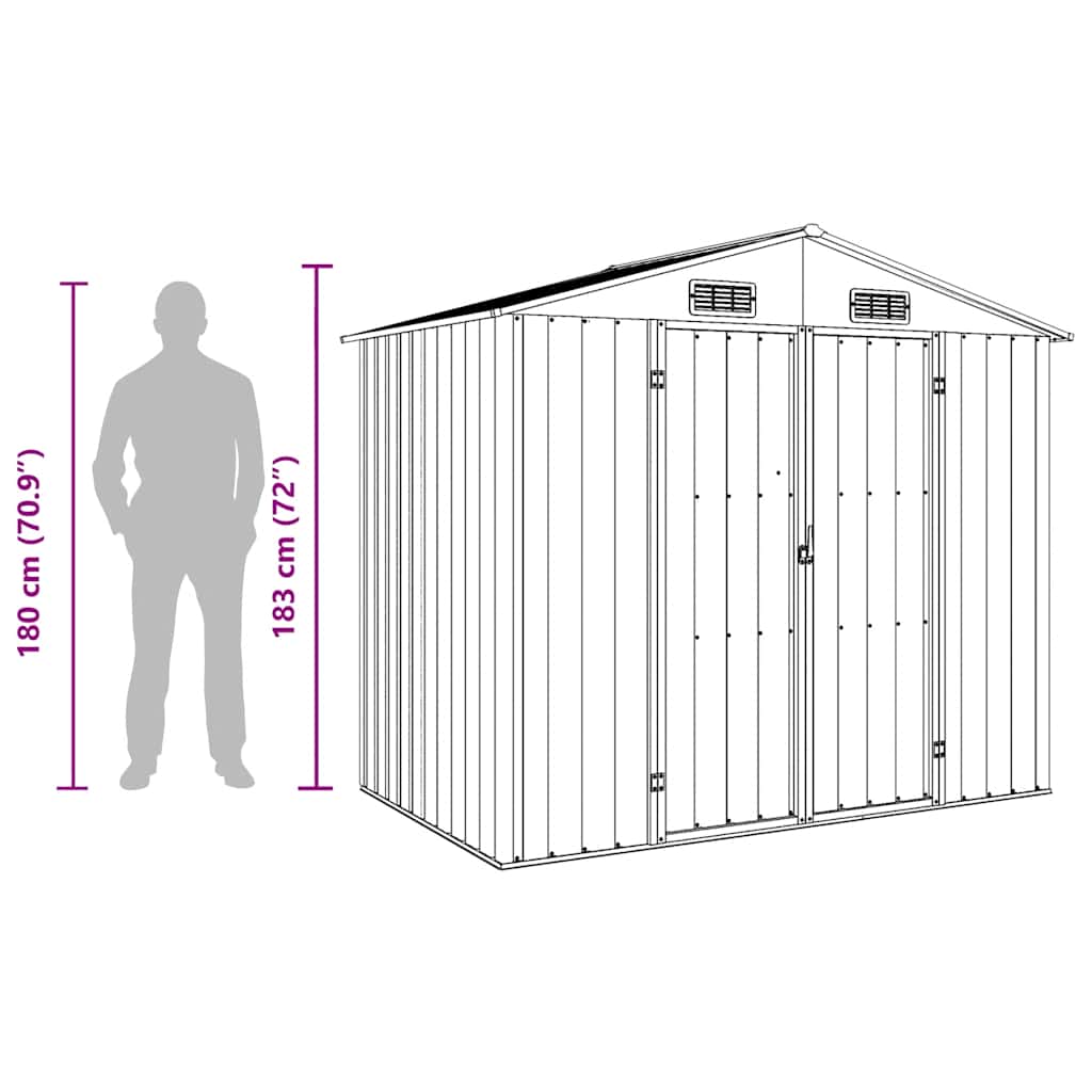 Abrigo de jardim 205x129x183 cm aço galvanizado cinzento