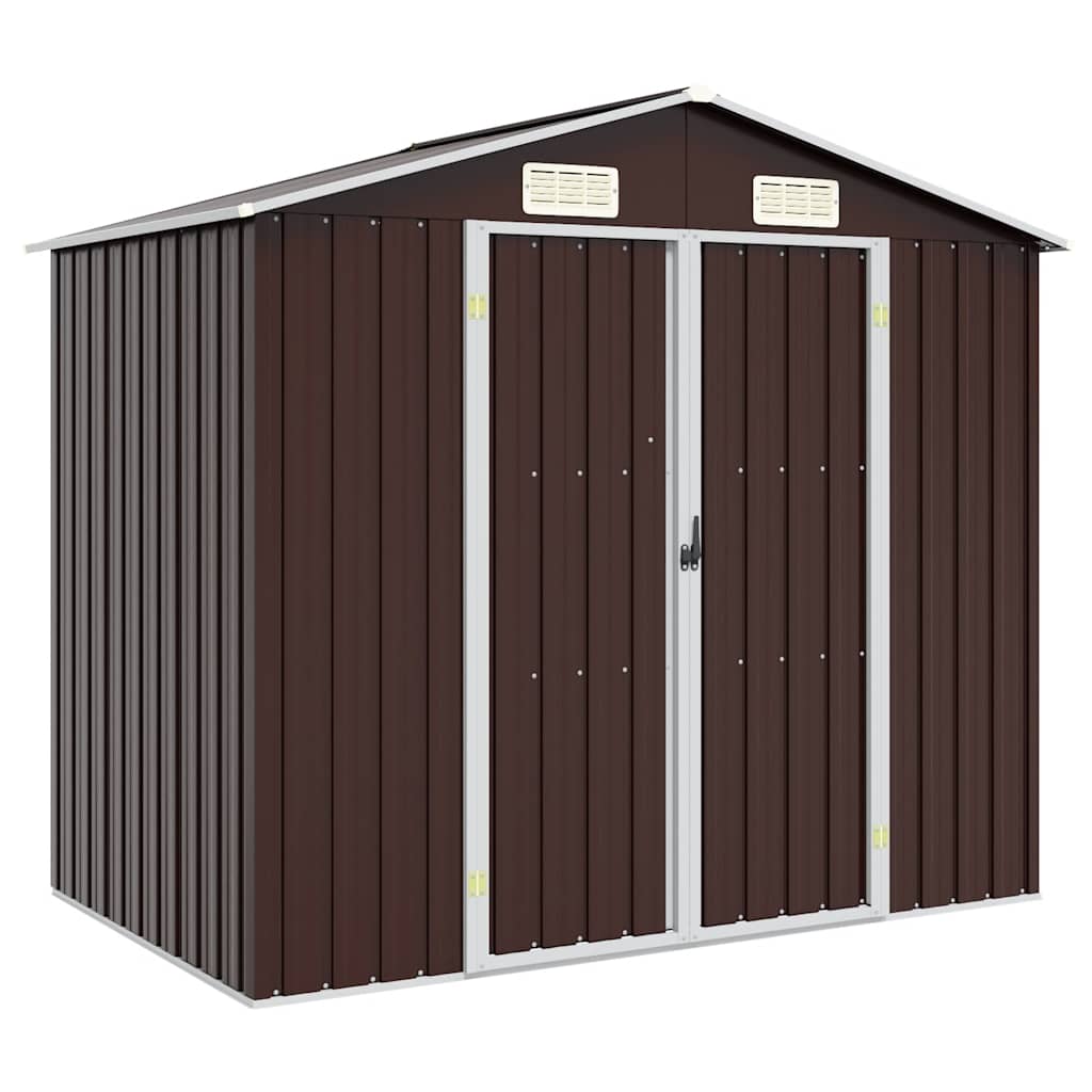 Abrigo de jardim 205x129x183 cm aço galvanizado castanho