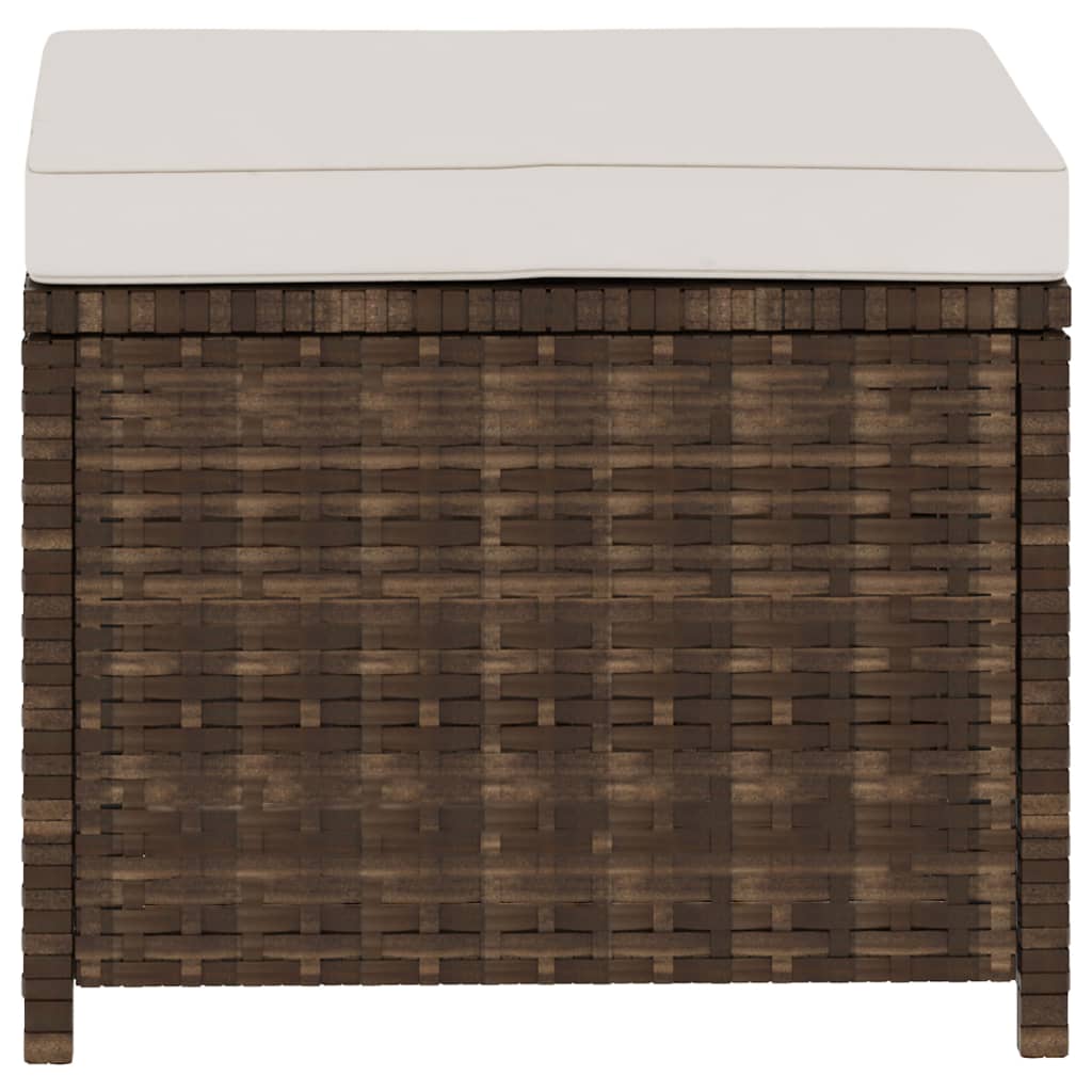 5 pcs conjunto lounge jardim c/ almofadões vime PE castanho