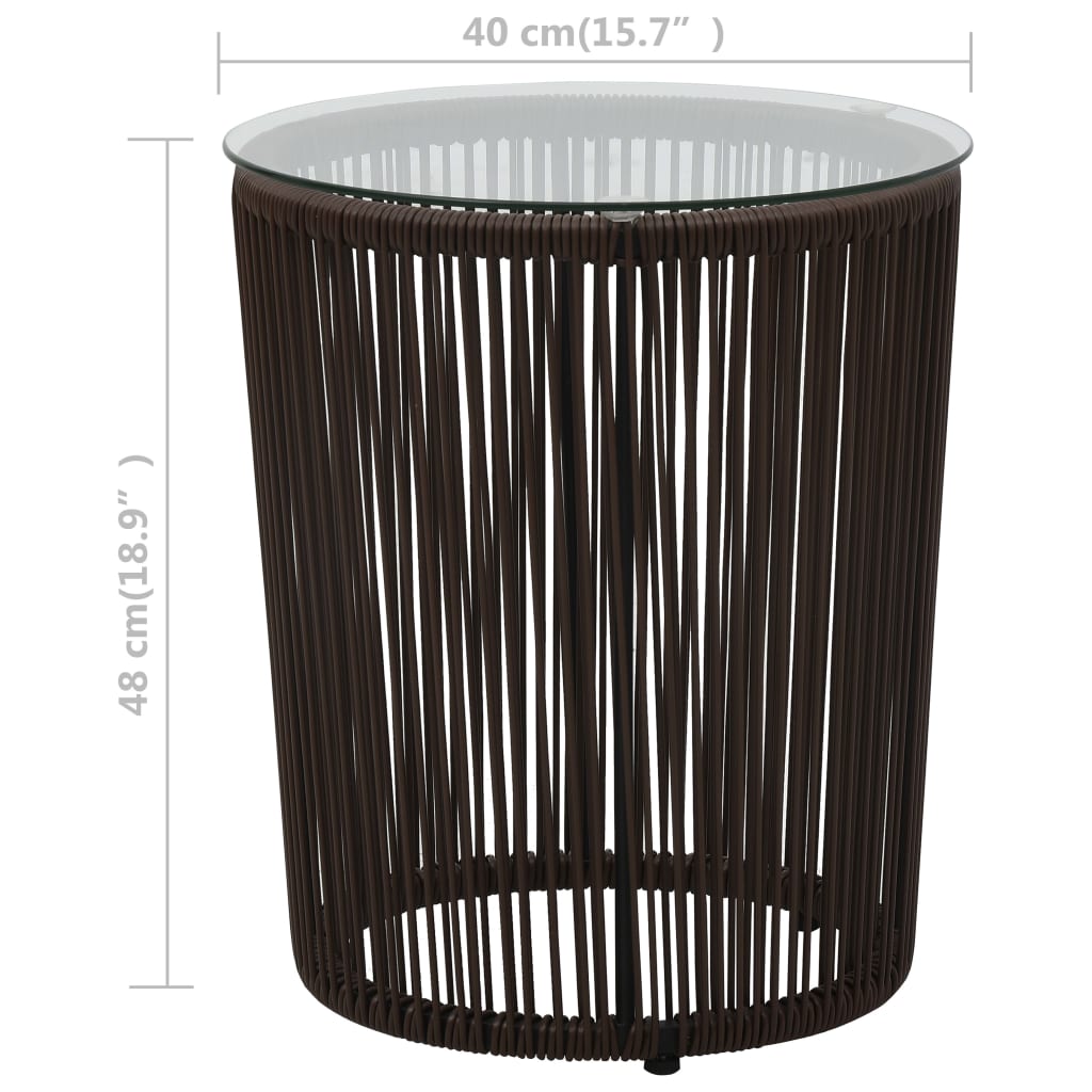 3 pcs conjunto de bistrô com almofadões vime PE castanho