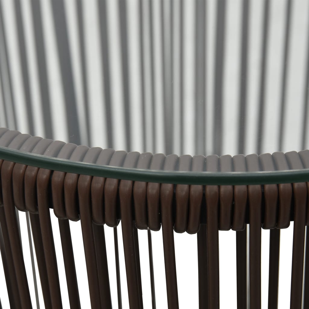 3 pcs conjunto de bistrô com almofadões vime PE castanho