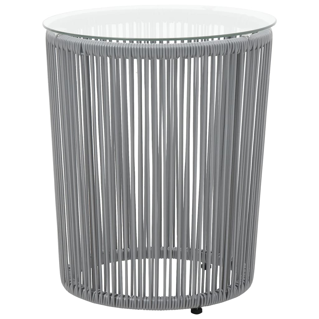 3 pcs conjunto de bistrô com almofadões vime PE cinzento