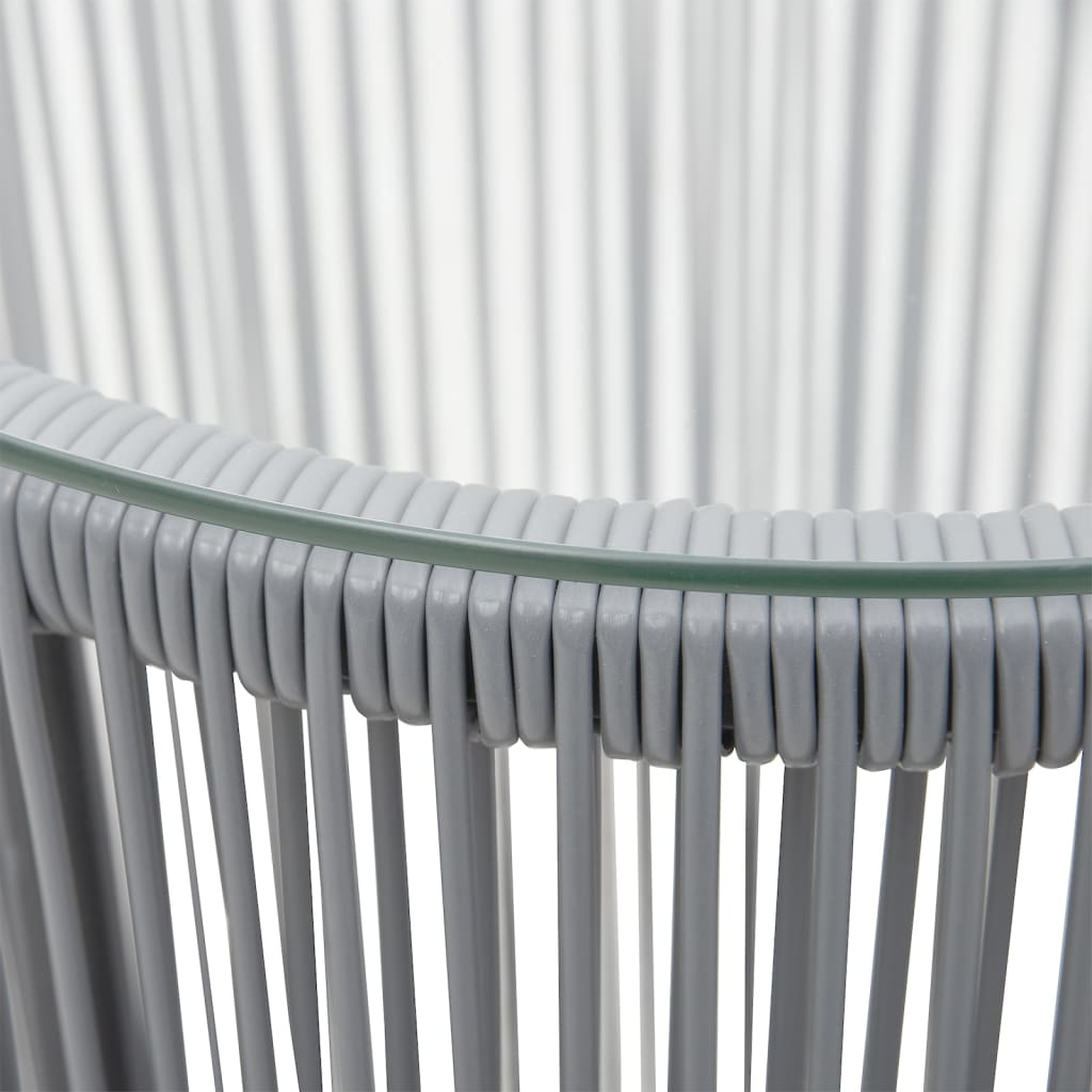 3 pcs conjunto de bistrô com almofadões vime PE cinzento