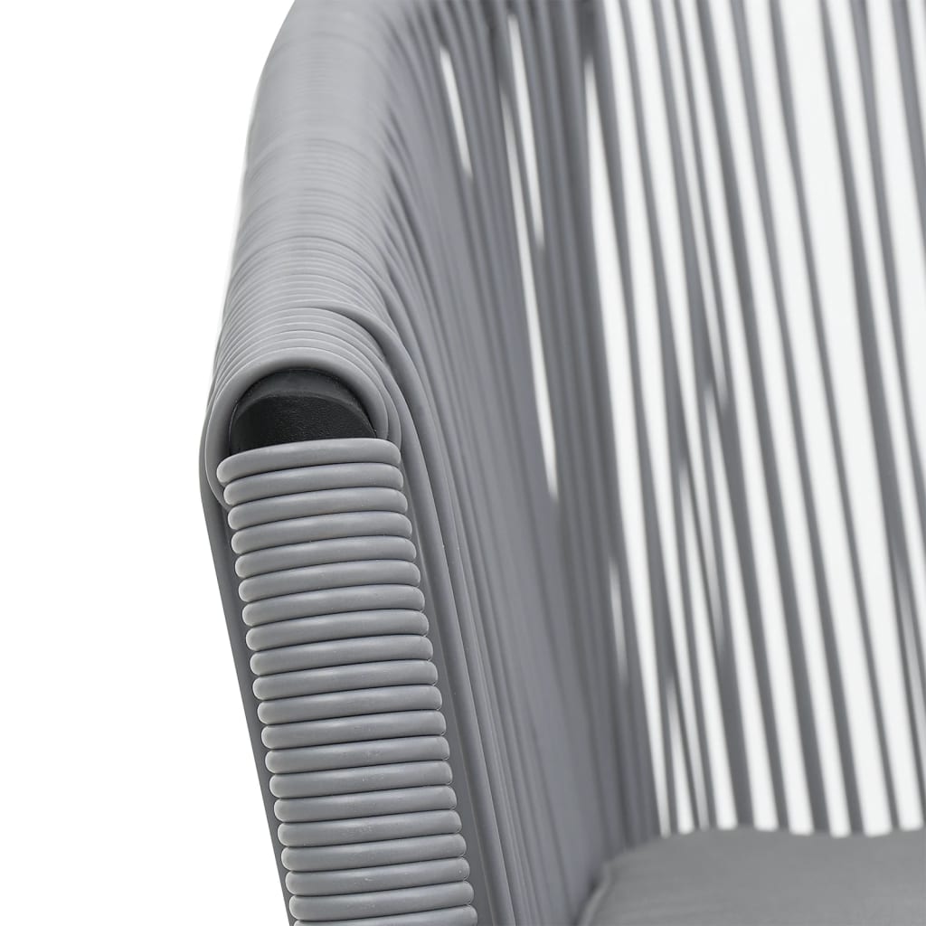 3 pcs conjunto de bistrô com almofadões vime PE cinzento