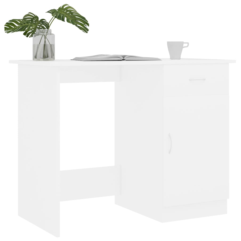 Secretária 100x50x76 cm derivados de madeira branco brilhante