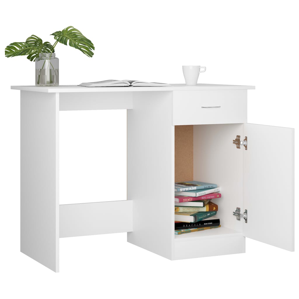 Secretária 100x50x76 cm derivados de madeira branco brilhante