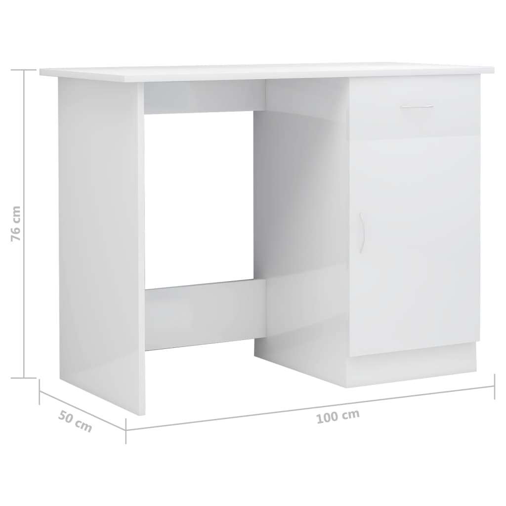 Secretária 100x50x76 cm derivados de madeira branco brilhante