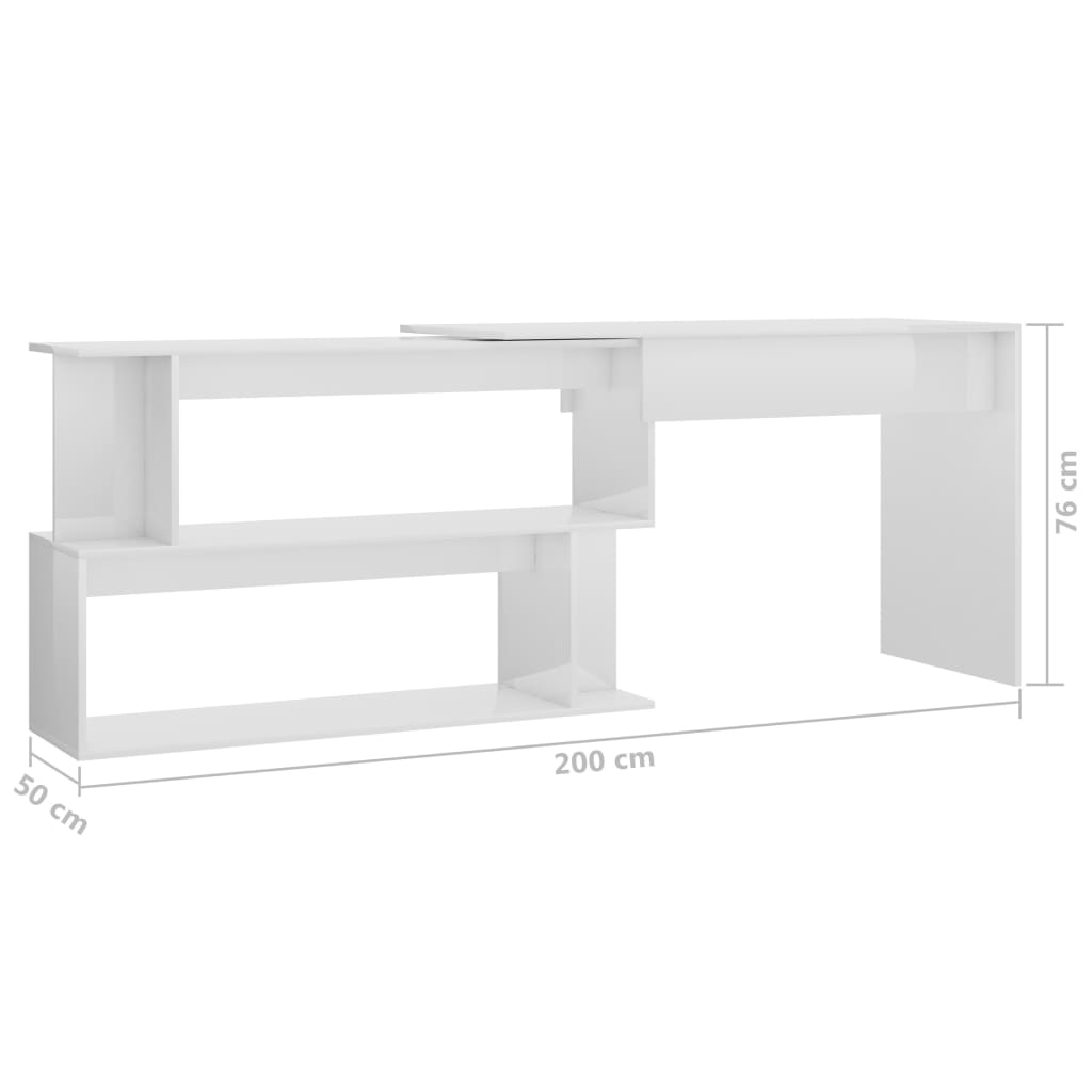 Secretária de canto 200x50x76 cm derivados de madeira branco