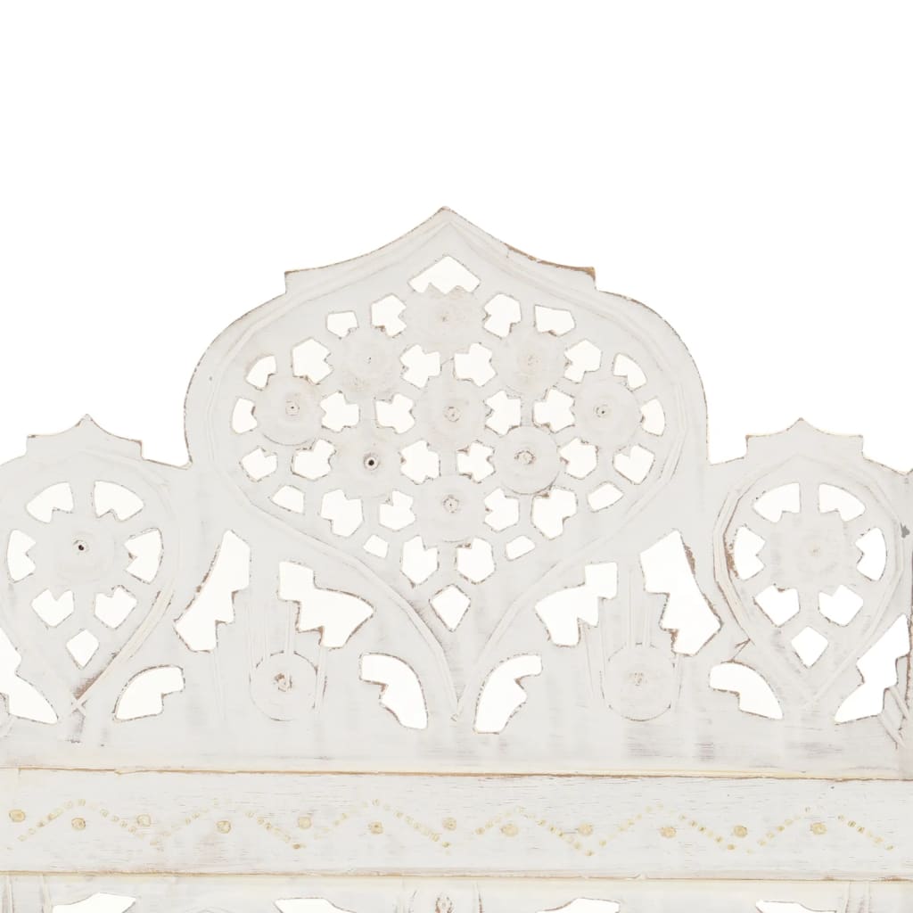 Biombo esculp. mão 5 painéis 200x165cm mangueira maciça branco