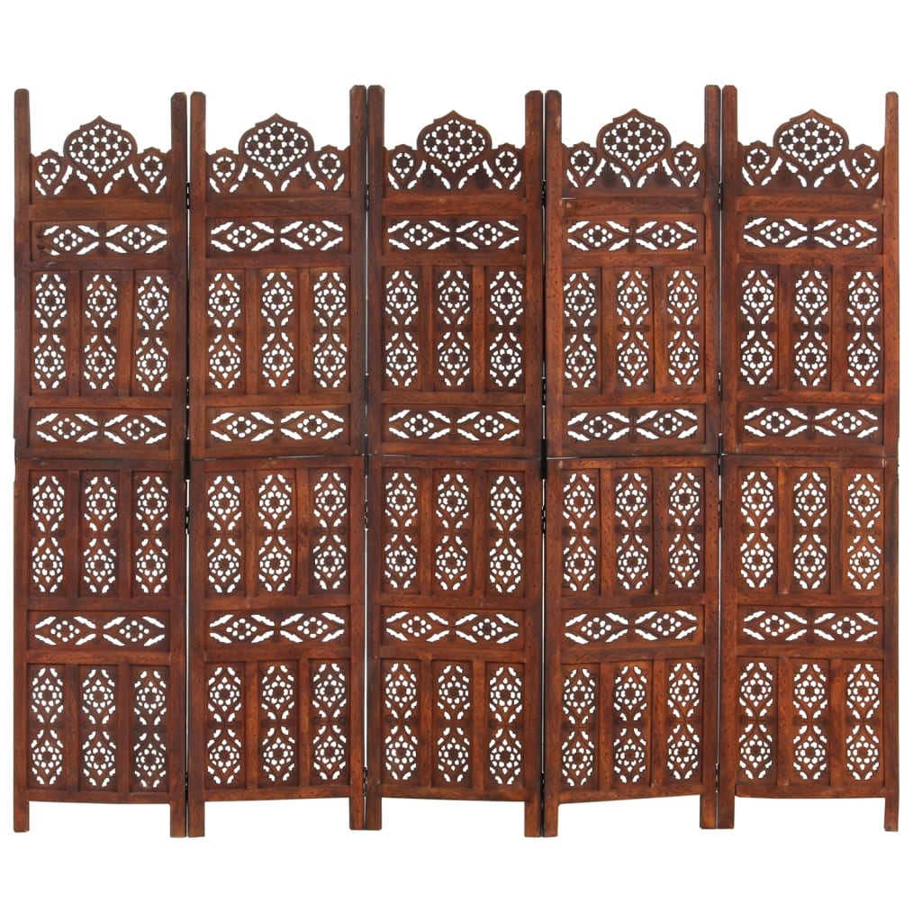 Biombo esculp. mão 5 painéis 200x165cm mangueira maciça branco