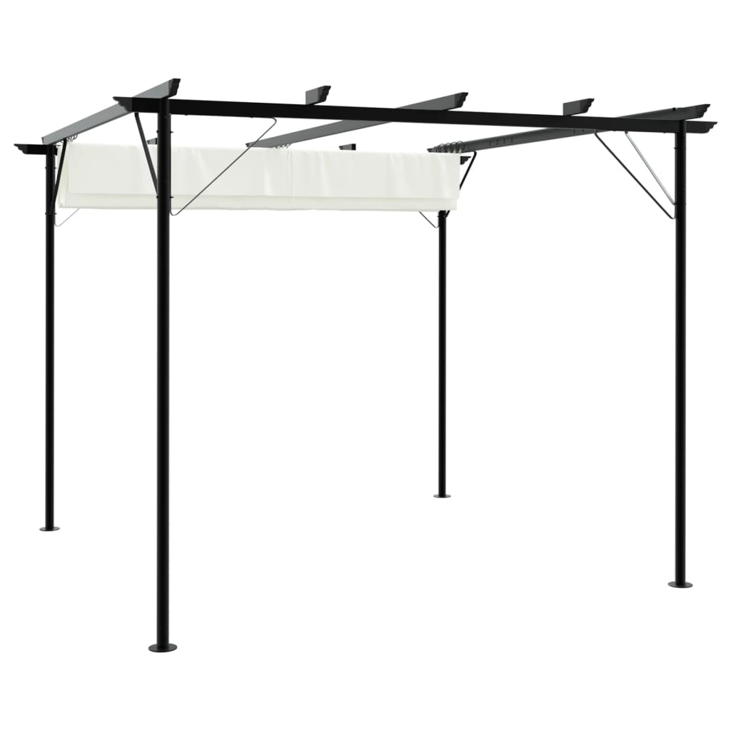 Pérgola com toldo retrátil 3x3 m aço branco nata