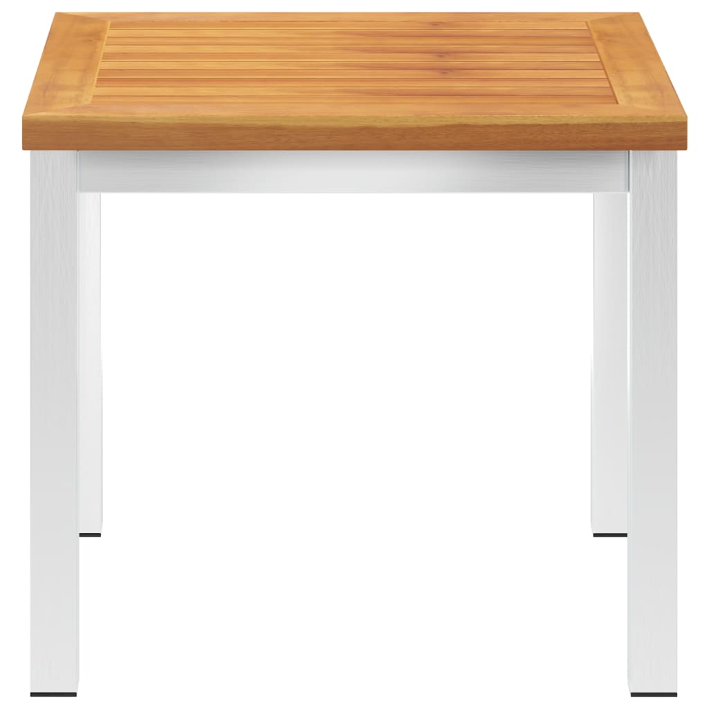 Mesa de apoio jardim 45x45x38 cm acácia maciça/aço inoxidável