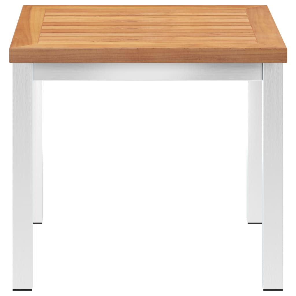 Mesa de apoio jardim 45x45x38 cm teca maciça/aço inoxidável