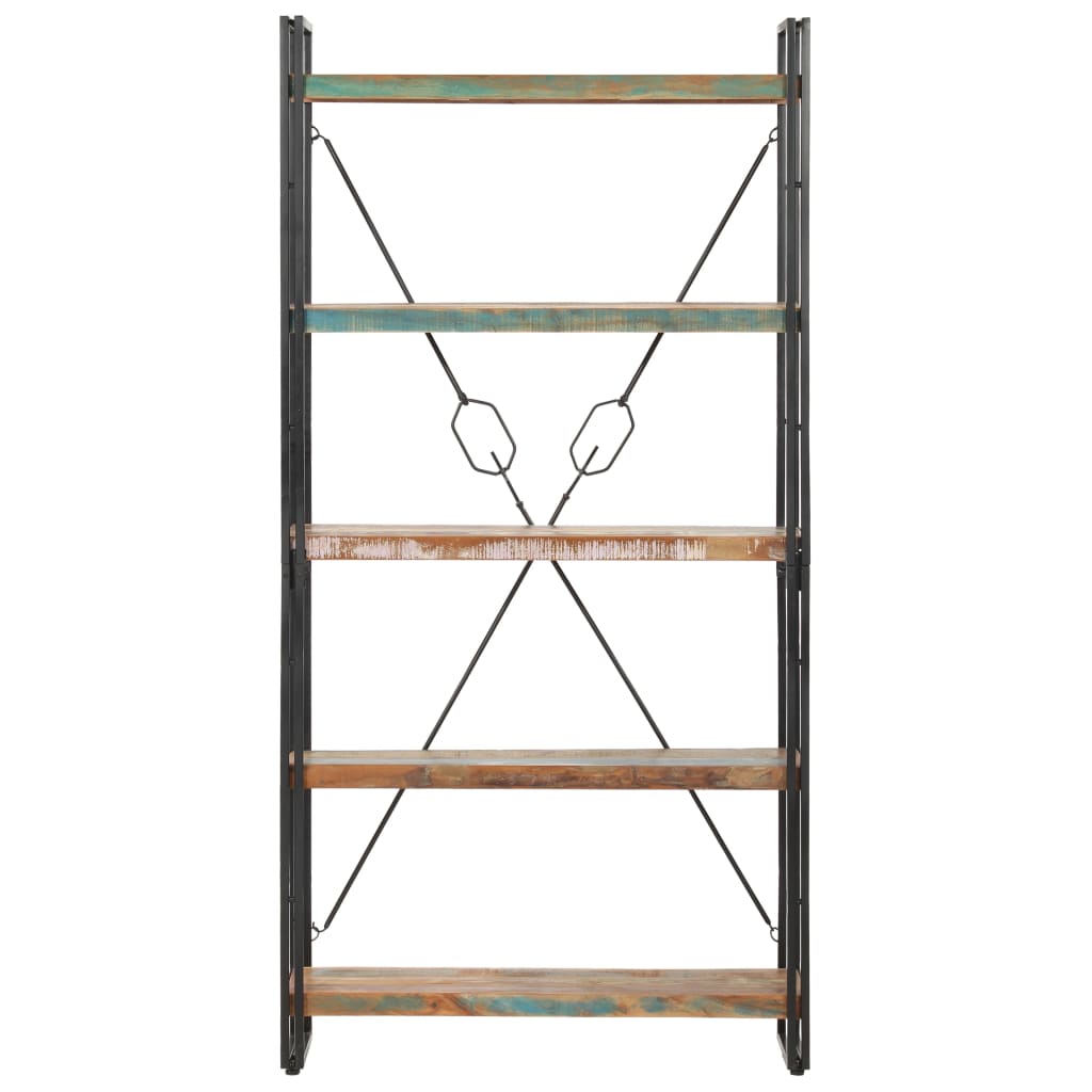 Estante com 5 prateleiras 90x30x180cm madeira recuperada maciça