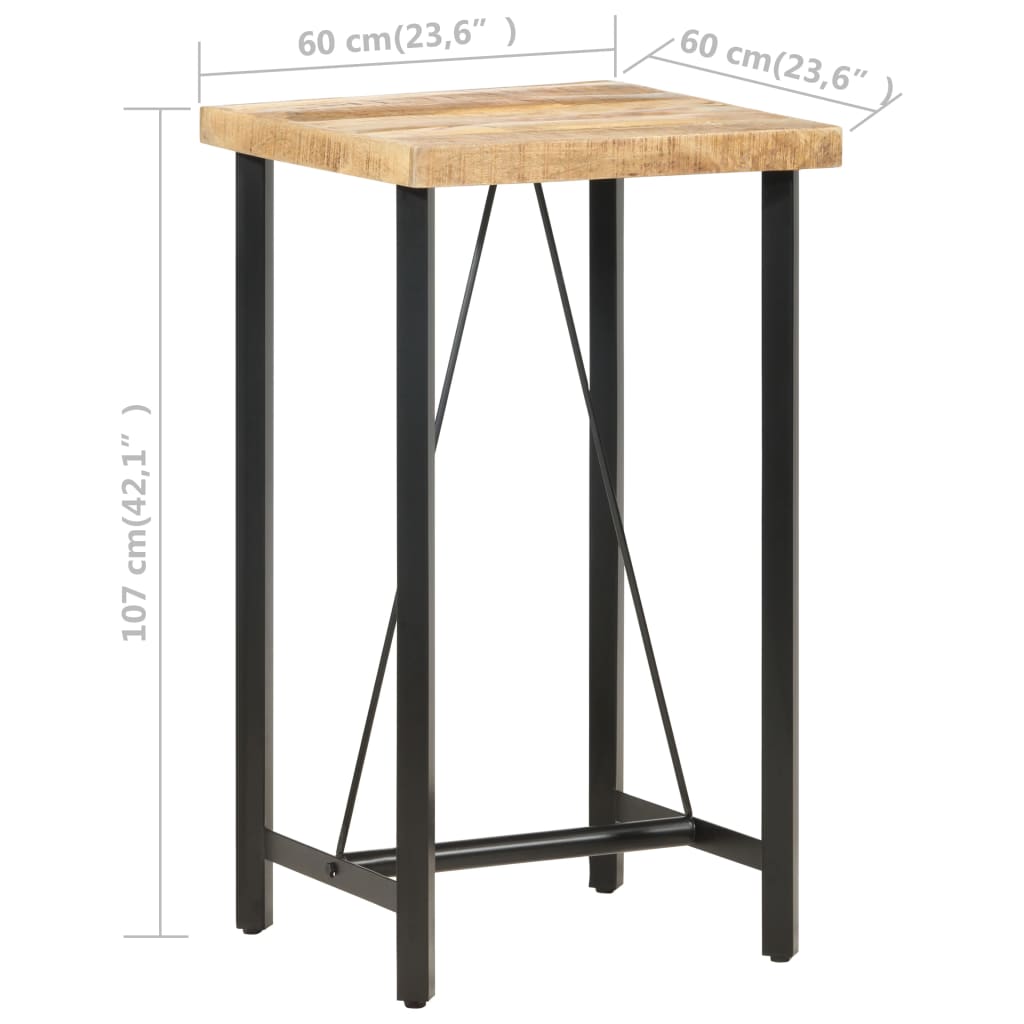 Mesa de bar 120x58x107 cm madeira de mangueira áspera