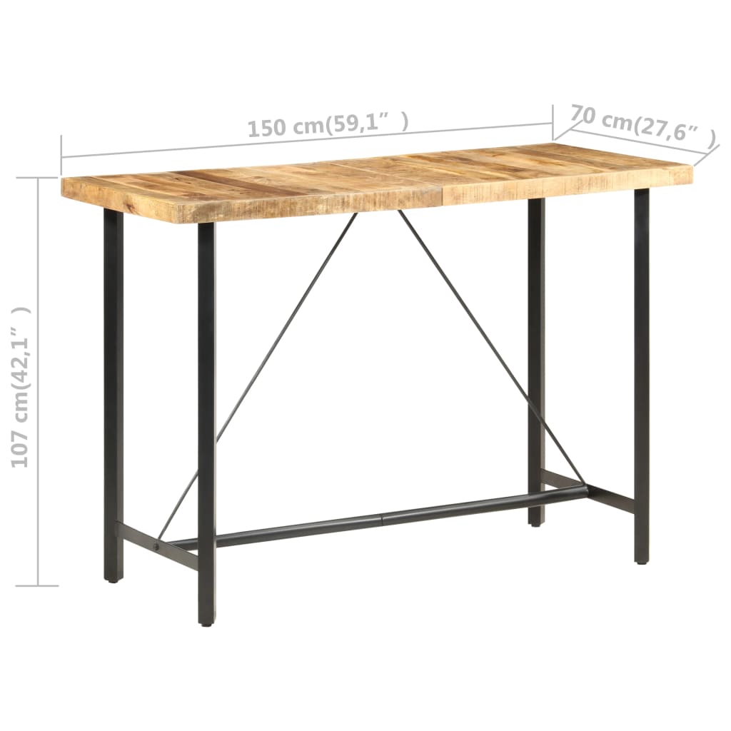 Mesa de bar 120x58x107 cm madeira de mangueira áspera