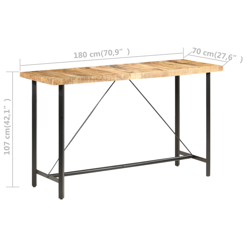 Mesa de bar 120x58x107 cm madeira de mangueira áspera