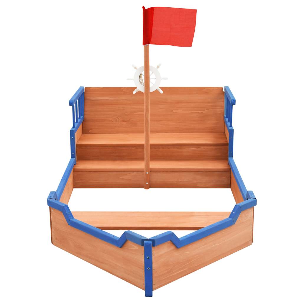 Caixa de areia navio pirata 190x94,5x101 cm madeira de abeto