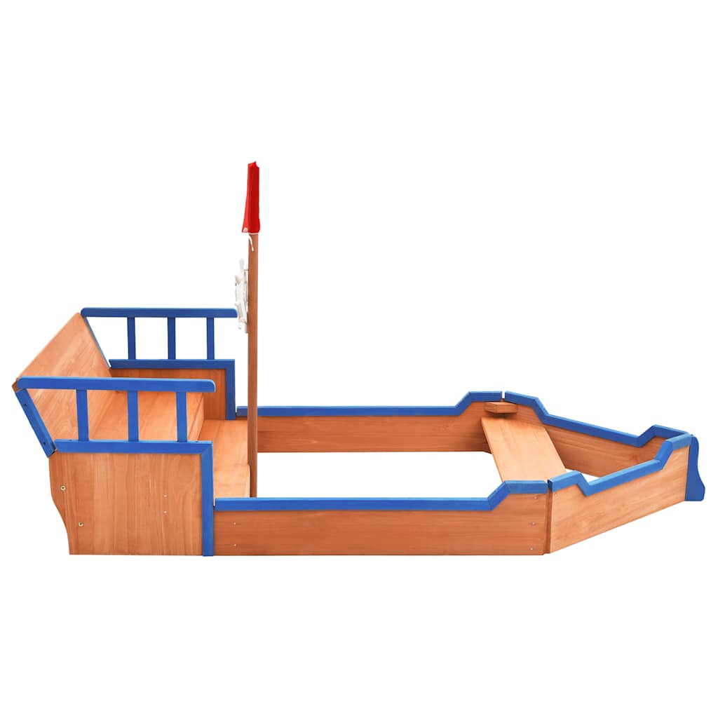 Caixa de areia navio pirata 190x94,5x101 cm madeira de abeto
