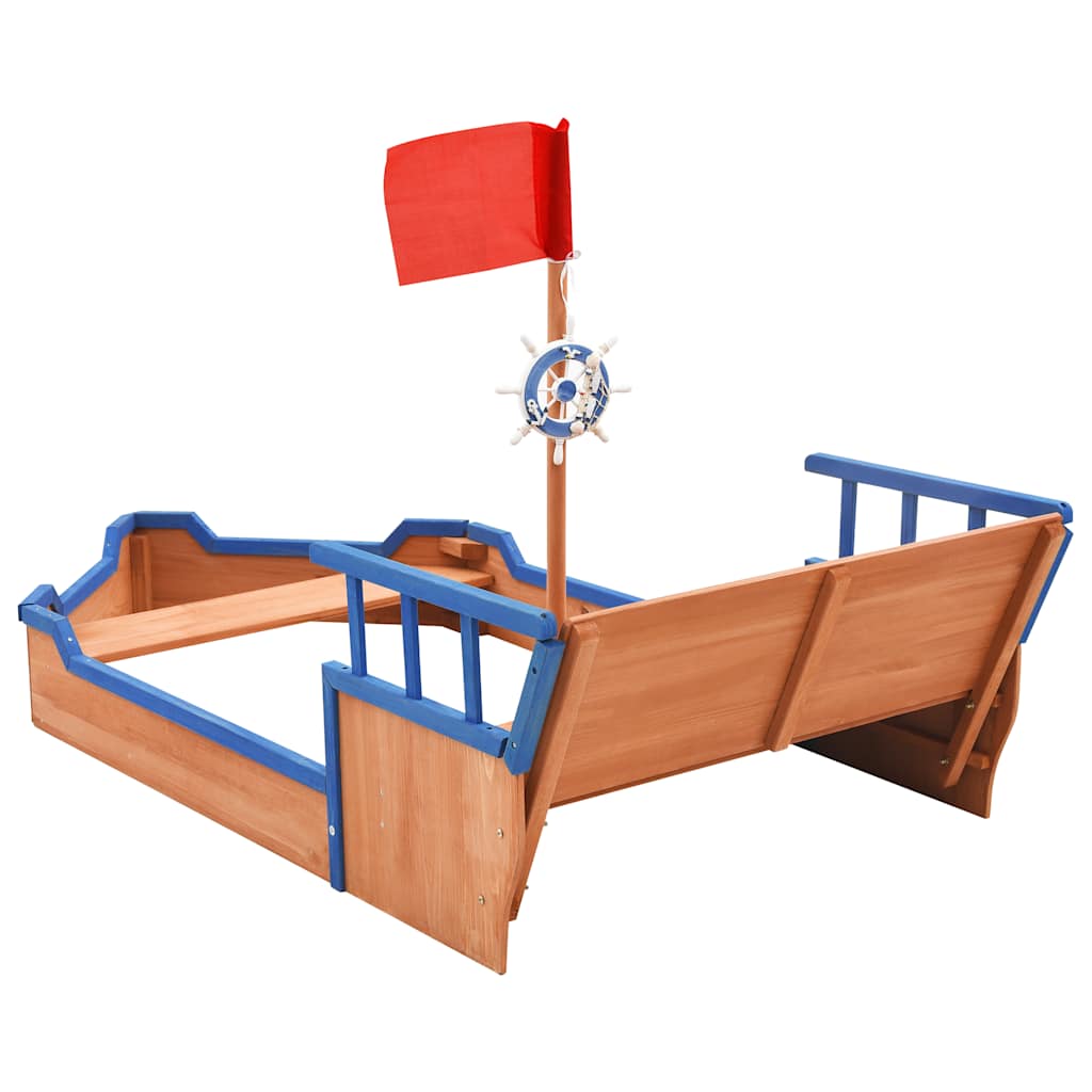 Caixa de areia navio pirata 190x94,5x101 cm madeira de abeto