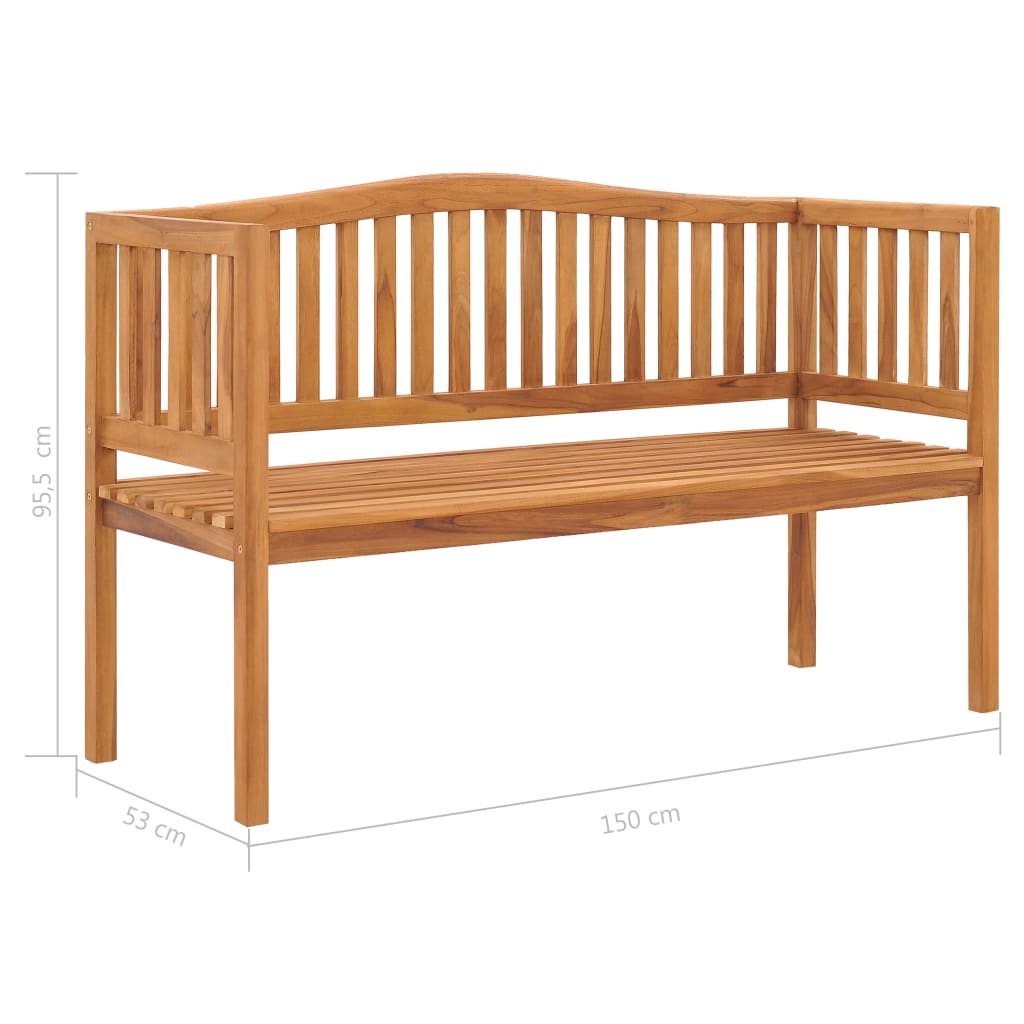 Banco de jardim 150 cm madeira de teca maciça