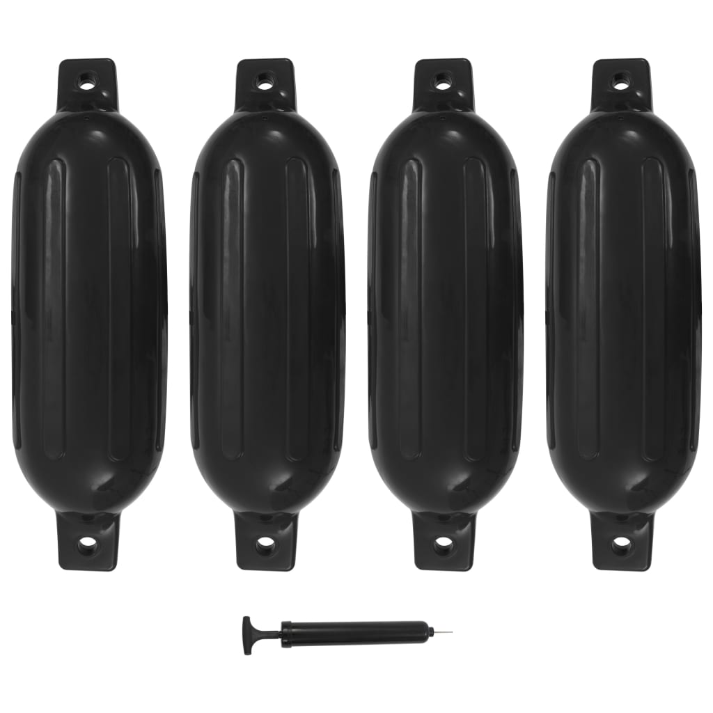 Para-choques para barco 4 pcs 58,5x16,5 cm PVC preto