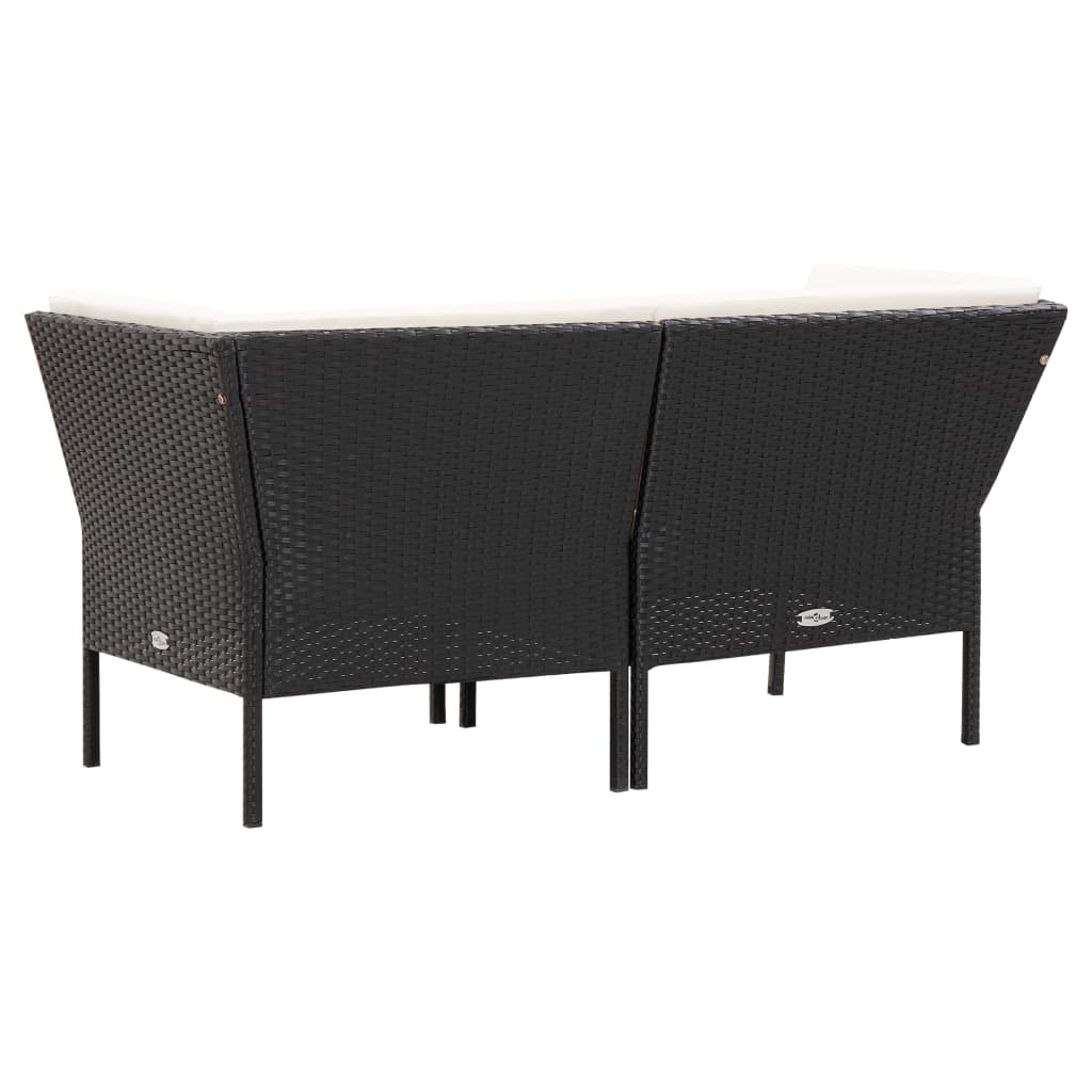 6 pcs conjunto lounge de jardim c/ almofadões vime PE preto
