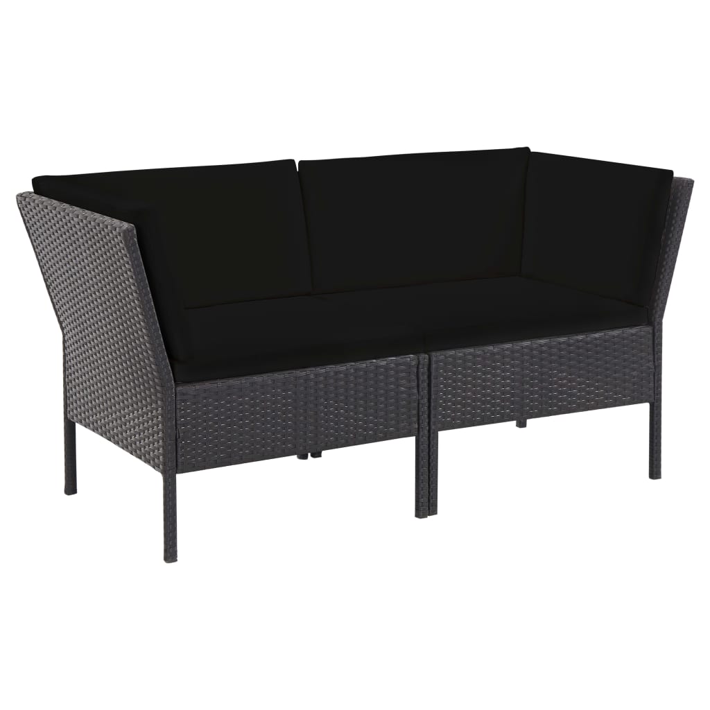 6 pcs conjunto lounge de jardim c/ almofadões vime PE preto