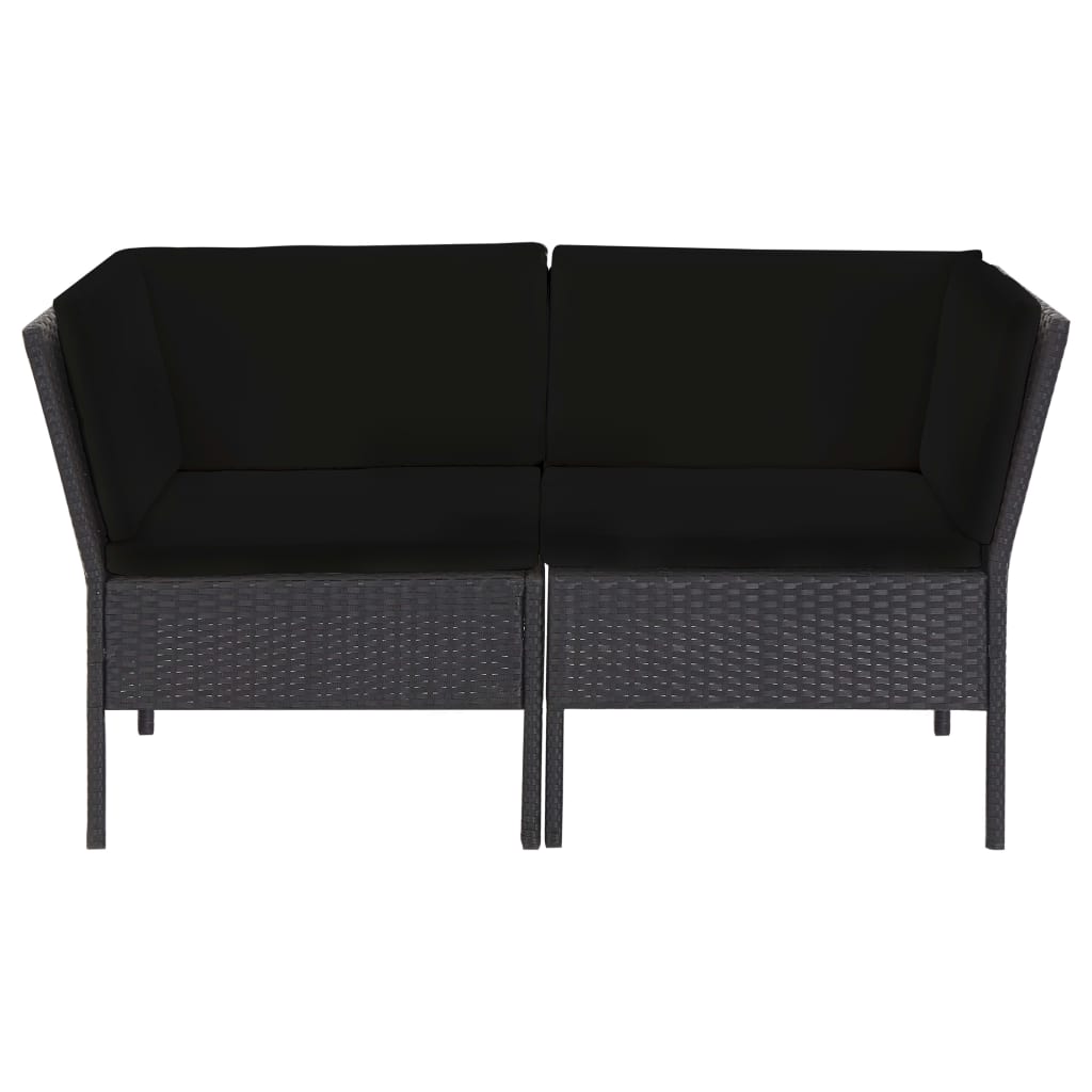 6 pcs conjunto lounge de jardim c/ almofadões vime PE preto