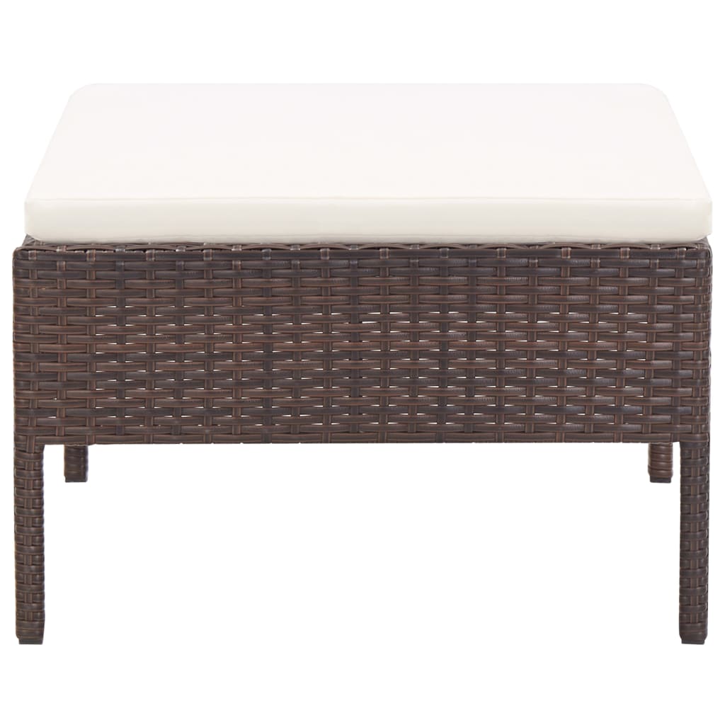 Conjunto sofás de jardim c/ almofadões 5 pcs vime PE castanho