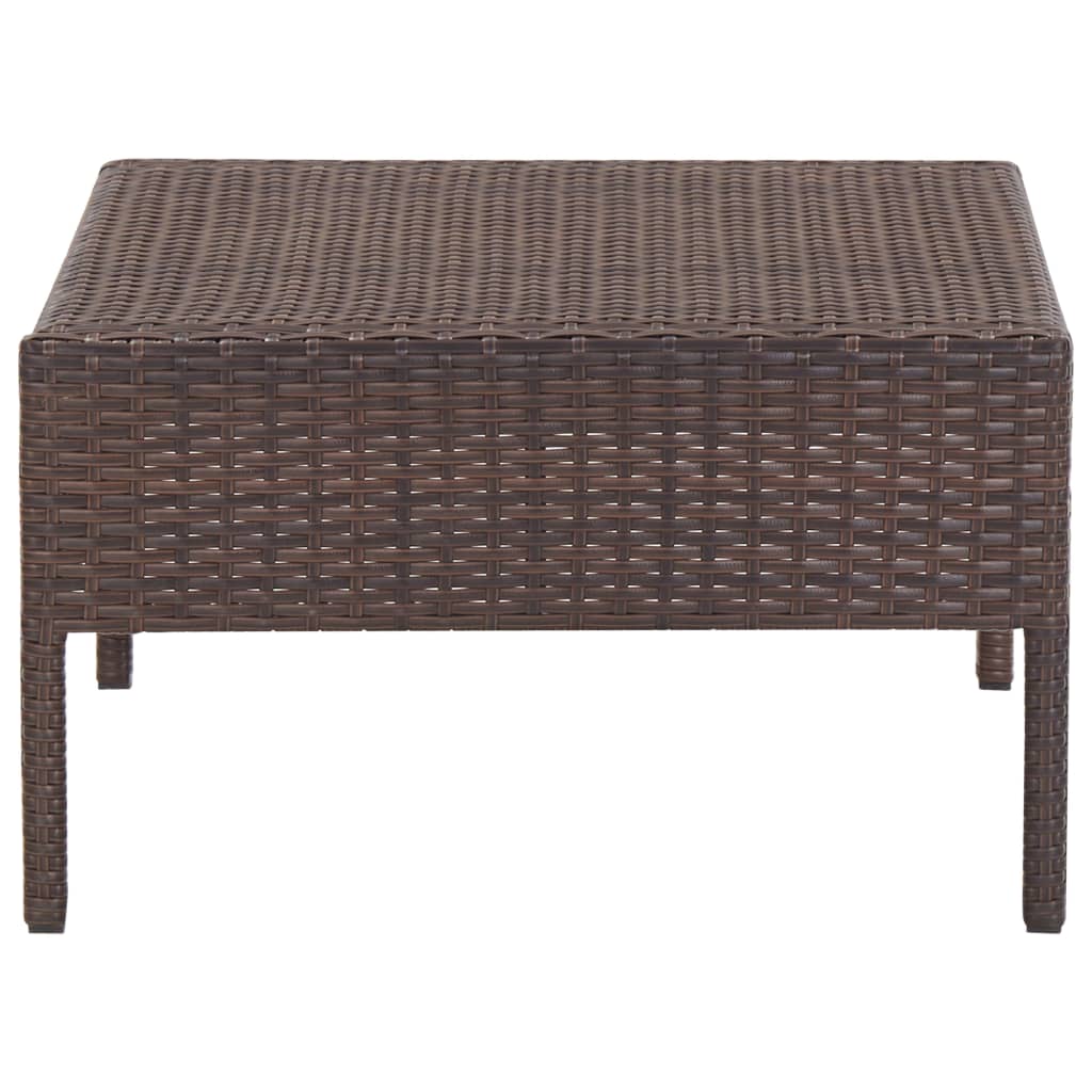 Conjunto sofás de jardim c/ almofadões 5 pcs vime PE castanho