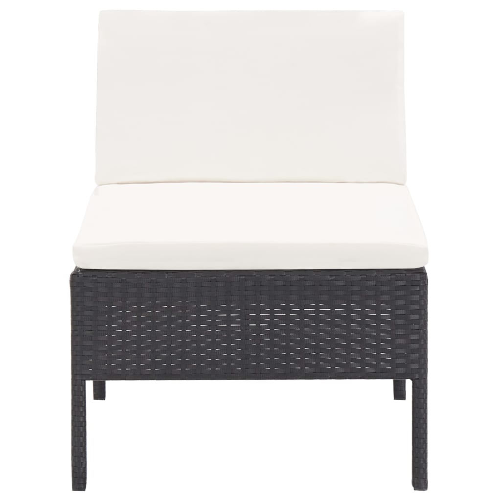 Conjunto sofás de jardim c/ almofadões 5 pcs vime PE preto