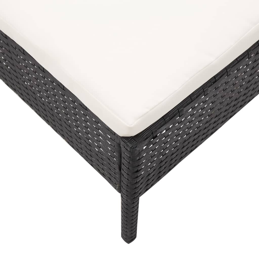 Conjunto sofás de jardim c/ almofadões 5 pcs vime PE preto