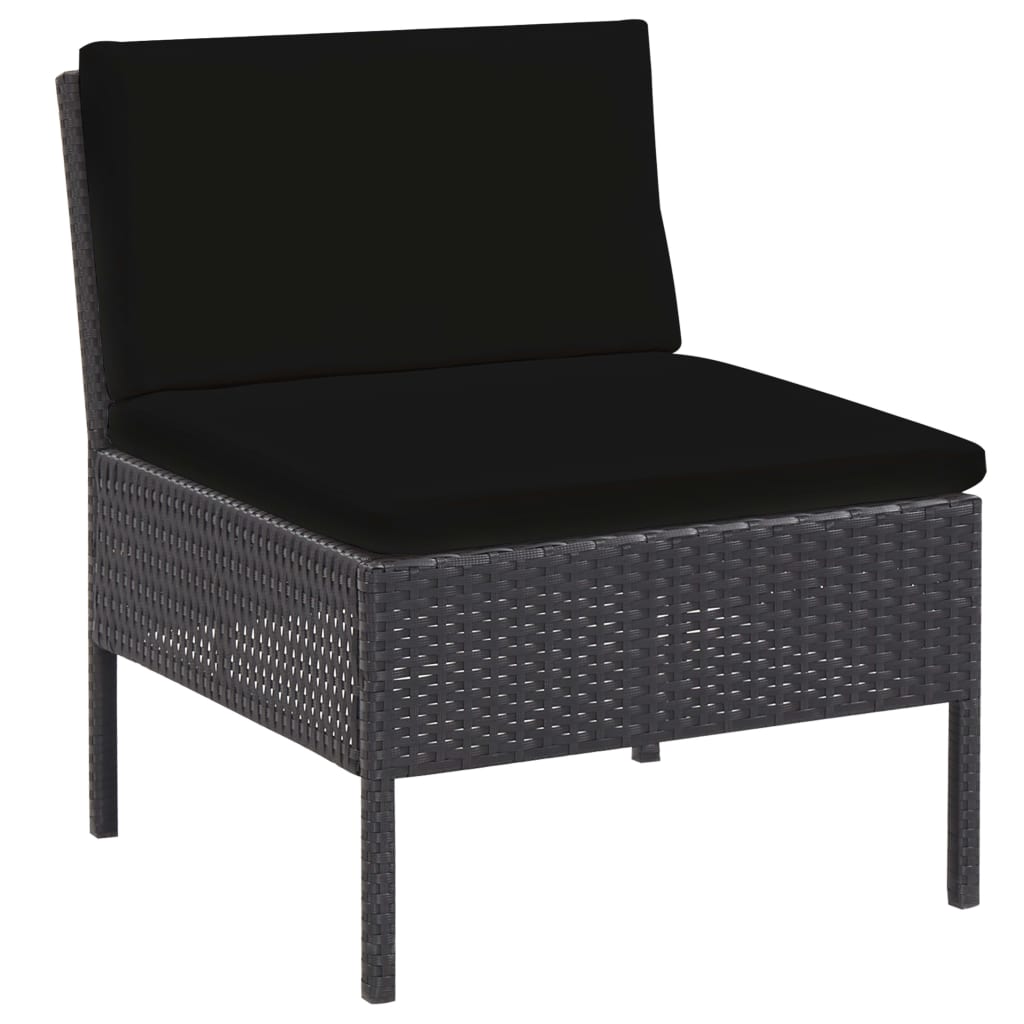Conjunto sofás de jardim c/ almofadões 5 pcs vime PE preto