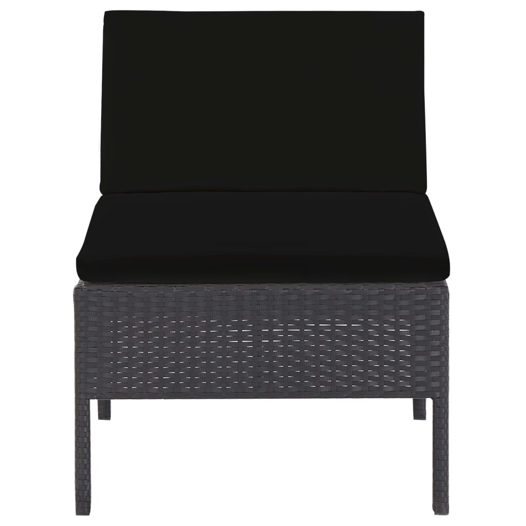 Conjunto sofás de jardim c/ almofadões 5 pcs vime PE preto