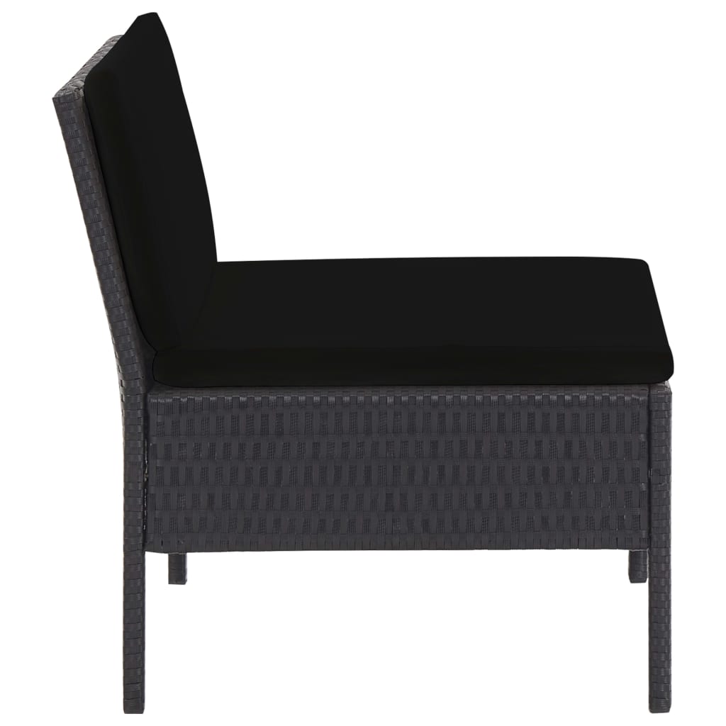 Conjunto sofás de jardim c/ almofadões 5 pcs vime PE preto