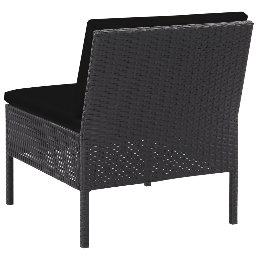 Conjunto sofás de jardim c/ almofadões 5 pcs vime PE preto