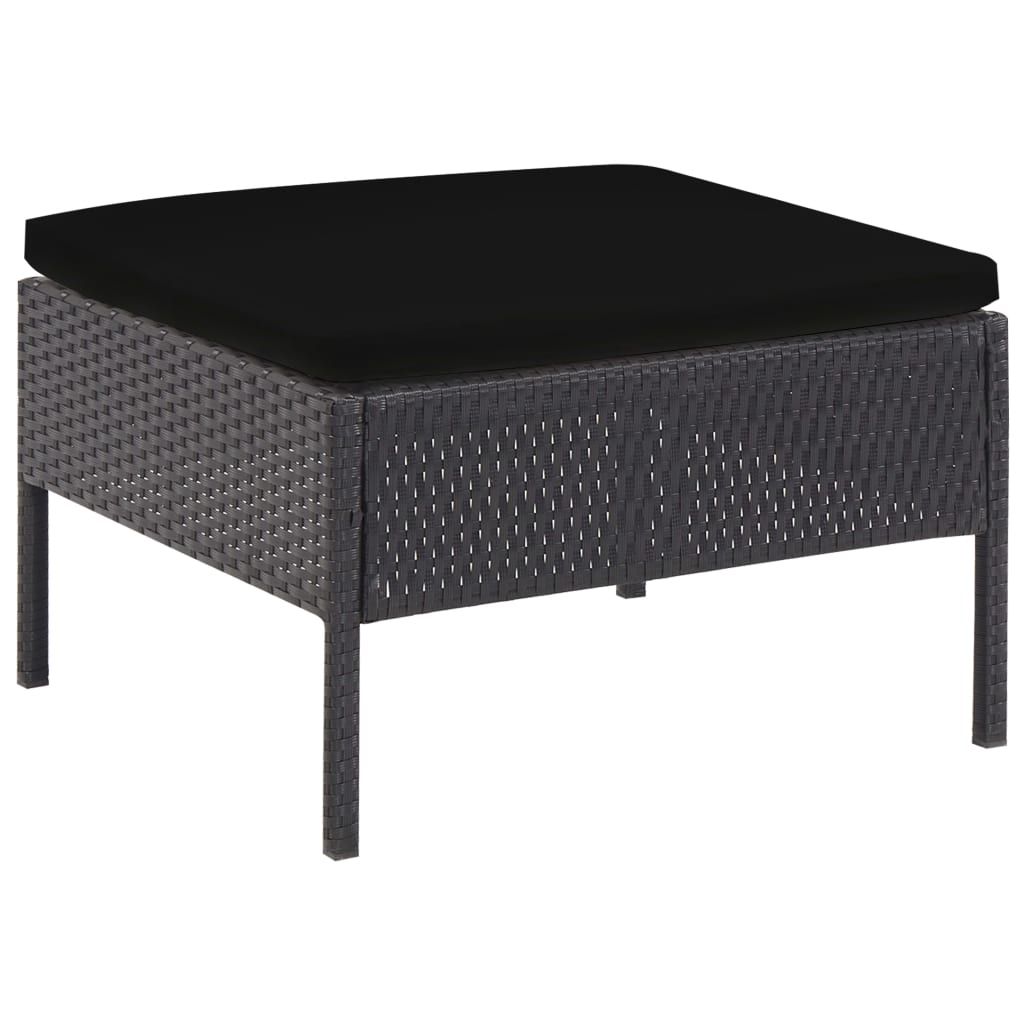 Conjunto sofás de jardim c/ almofadões 5 pcs vime PE preto