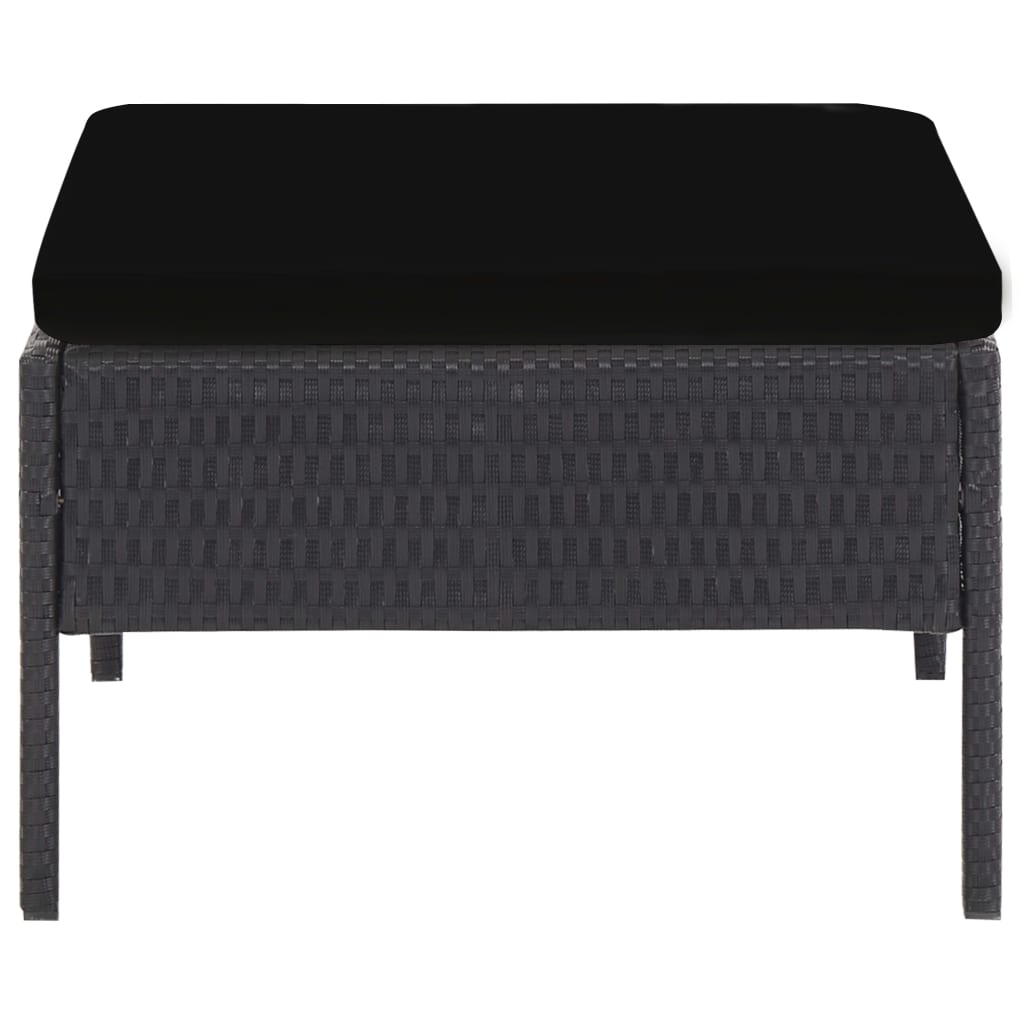 Conjunto sofás de jardim c/ almofadões 5 pcs vime PE preto