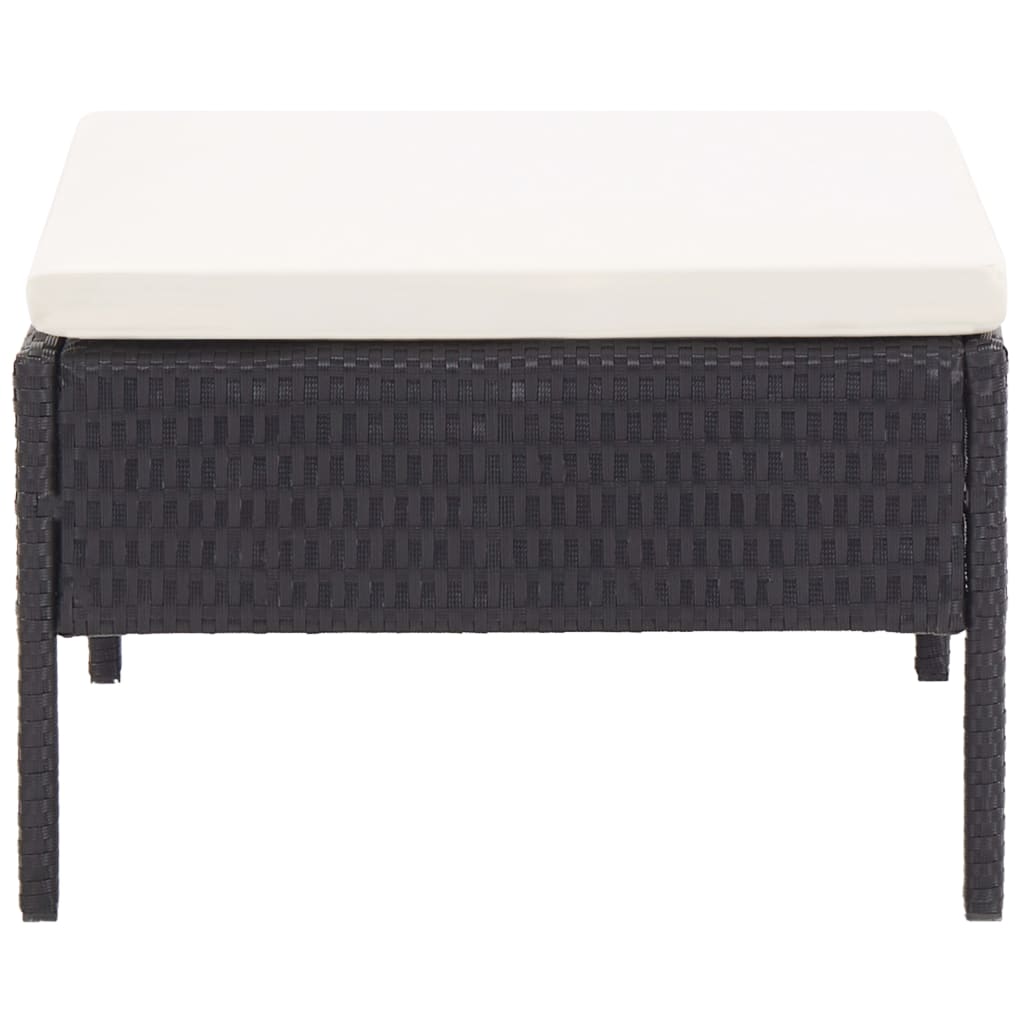 6 pcs conjunto lounge de jardim c/ almofadões vime PE preto