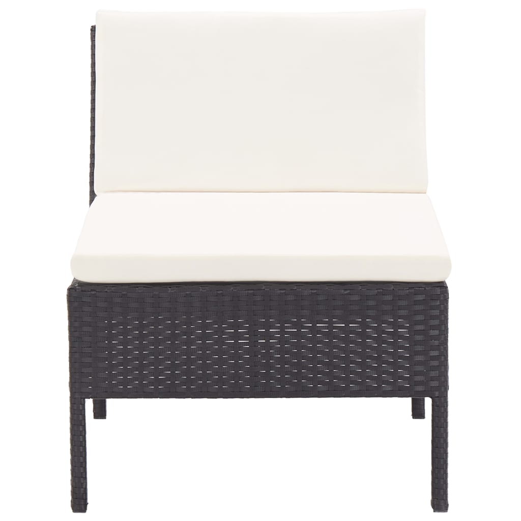 6 pcs conjunto lounge de jardim c/ almofadões vime PE preto