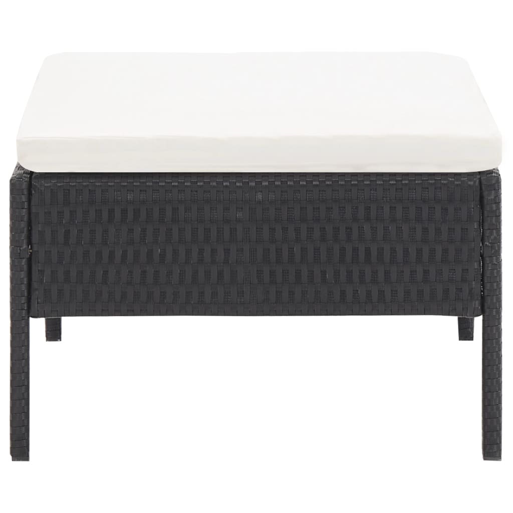 3 pcs conjunto lounge de jardim c/ almofadões vime PE preto