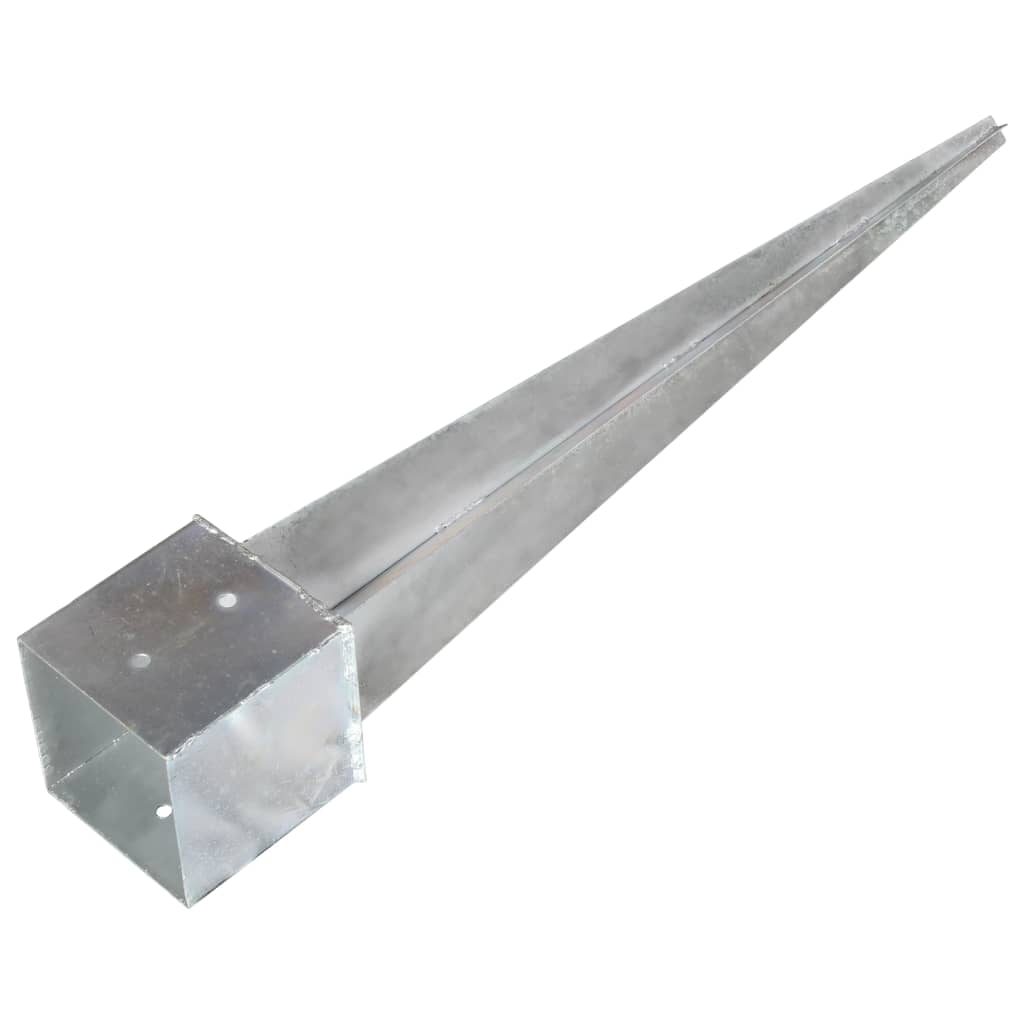 Estacas de enterrar 2 pcs 12x91 cm aço galvanizado prateado