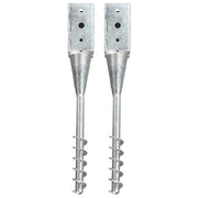 Estacas de enterrar 2 pcs 10x10x57 cm aço galvanizado prateado