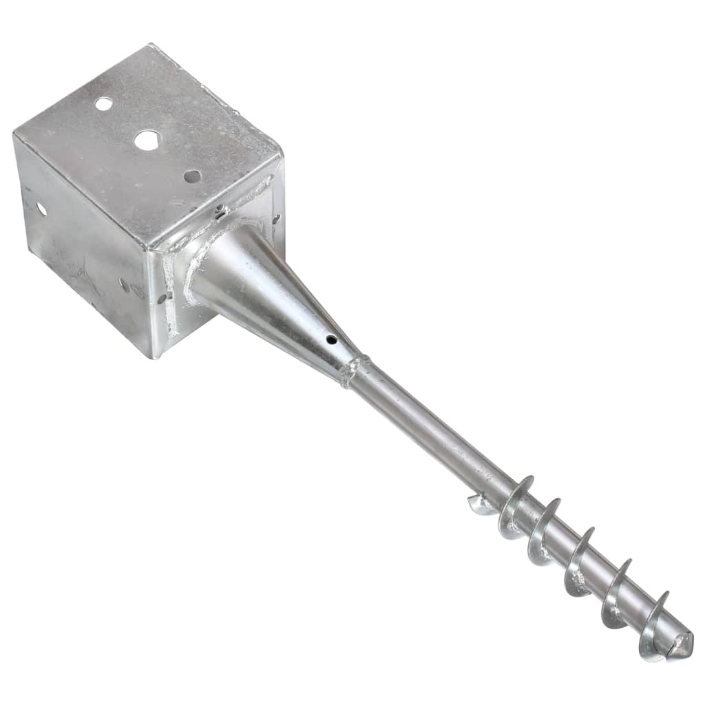 Estacas de enterrar 6 pcs 10x10x57 cm aço galvanizado prateado