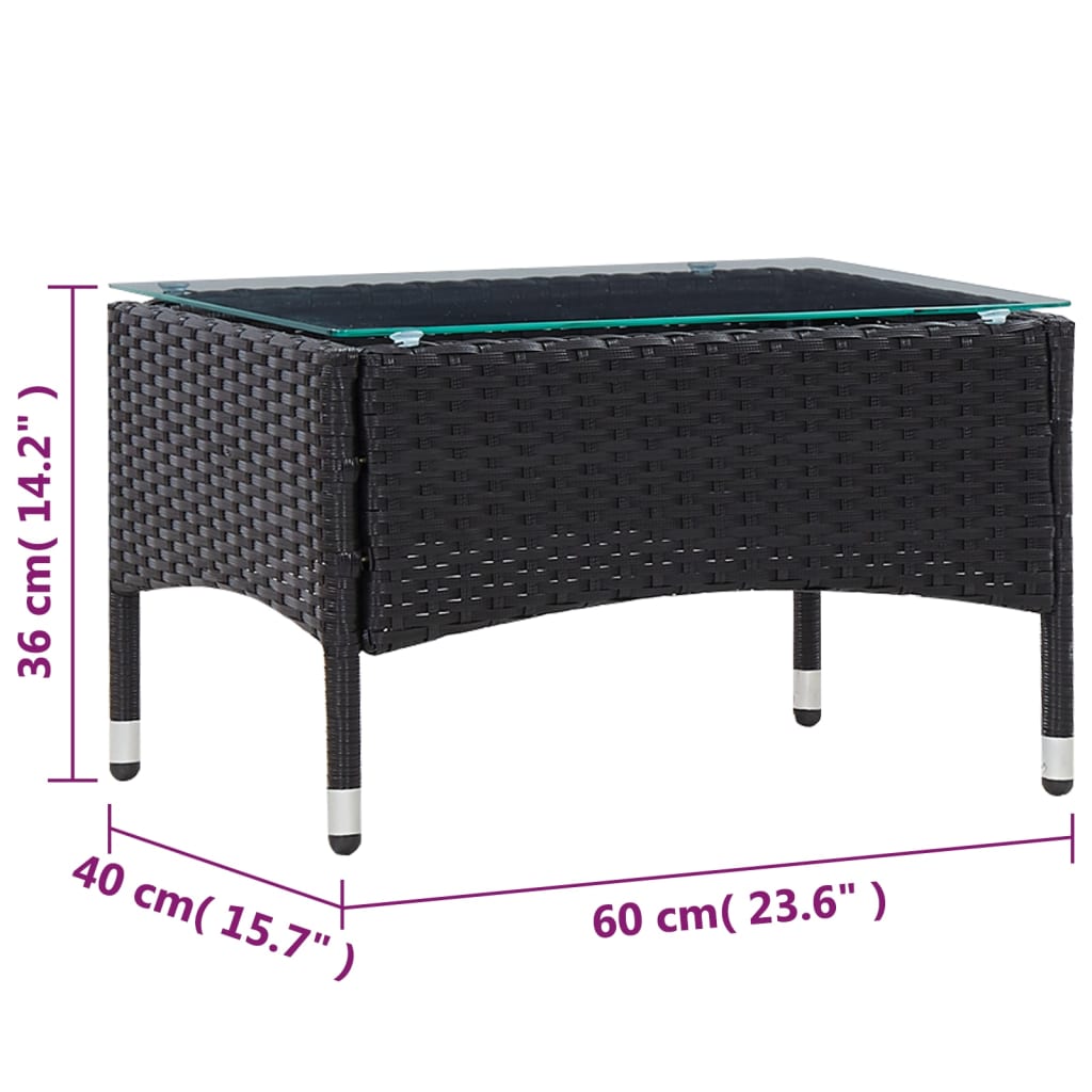 4 pcs conjunto lounge de jardim c/ almofadões vime PE preto